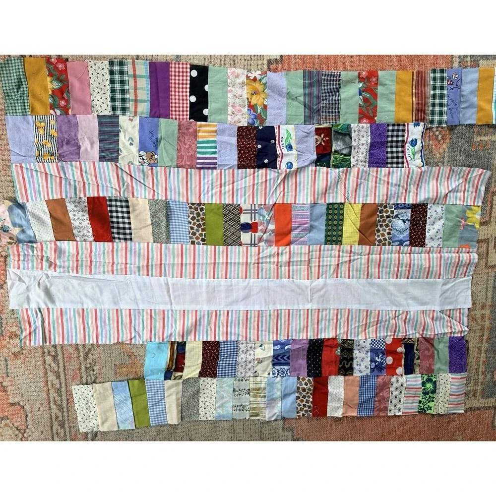 Lot x13 pieces Vintage Unfinished Quilt Tops Cotton Retro Various Sizes Charity